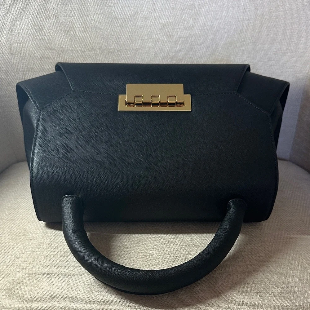 ZAC Zac Posen Elegant Black Satchel with Gold Hardware